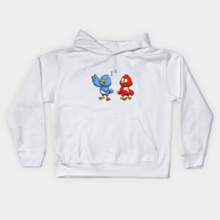 False Singing Blue Bird With Red Bird Kids Hoodie